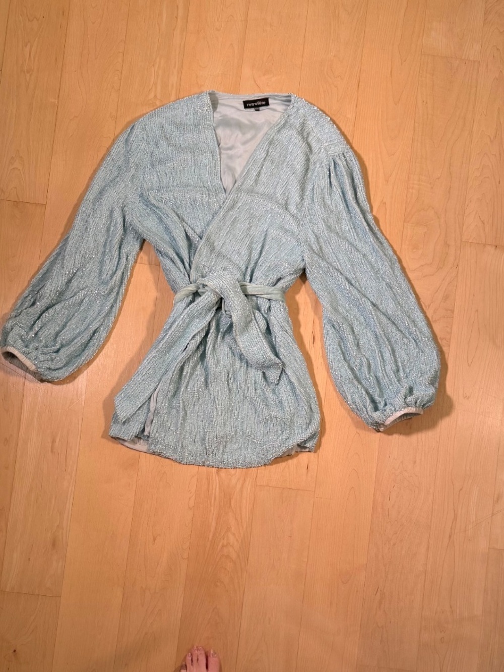Retrofete Gabrielle sequin robe dress in Baby Blue Sixe XXL - Picture 2 of 7